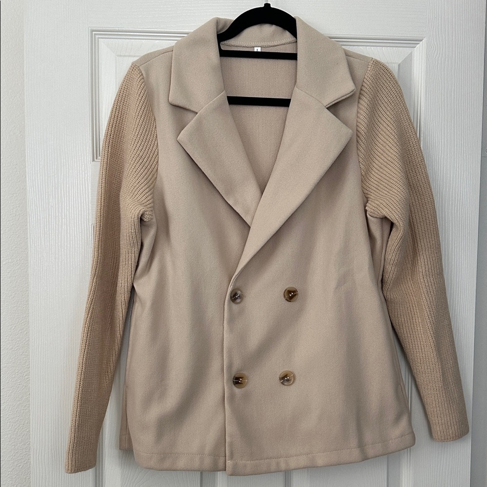 Beige Double-Breasted Blazer